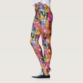 Violet Paars blauw roze zwart bubbels Kunstpatroon Leggings