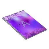 Violet Paars Fancy modern Glam Glitter Custom Notitieboek (Rechterzijde)
