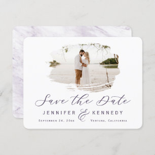 Violet Paars Romantisch geborsteld Lijst met foto Save The Date