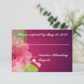 Violet Paars Transparante Floral Wedding RSVP (Staand voorkant)