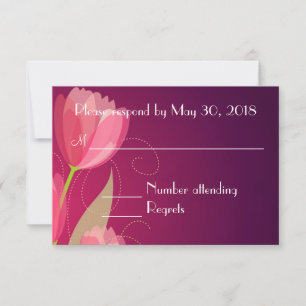 Violet Paars Transparante Floral Wedding RSVP Kaartje