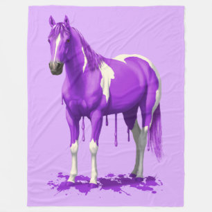 Violet Paars uitstrijken Natte verf Paard Fleece Deken