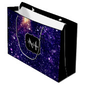 Violet paarse abstracte galaxy Custom Monogram Large Cadeautasje (Voorkant Gekanteld)