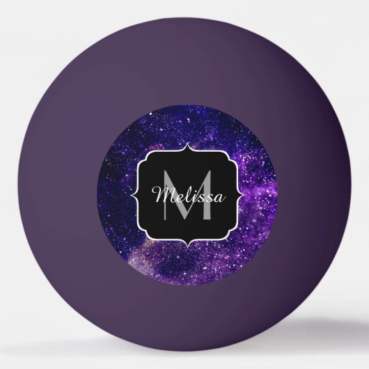 Violet paarse abstracte galaxy Custom Monogram Pingpongballen (Voorkant)