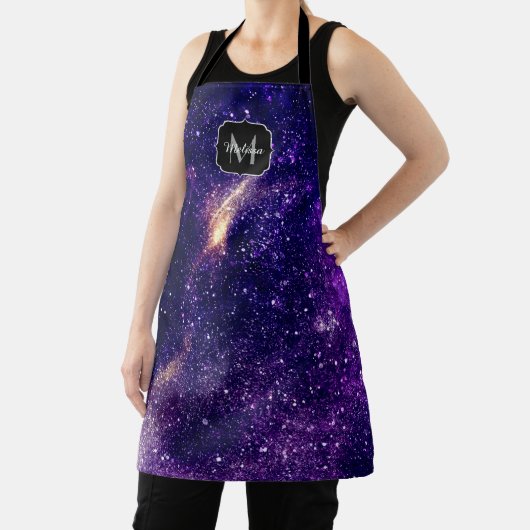Violet paarse abstracte galaxy Custom Monogram Schort (Insitu)