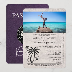 Violet Paarse Bahama's Paspoort Uitnodiging voor e