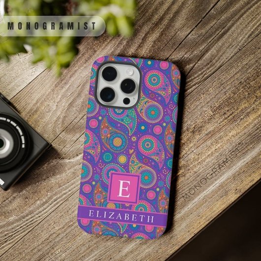 Violet Paarse Blauw Roze Paisley iPhone Hoesje