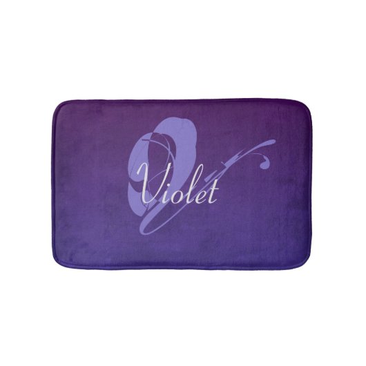 Violet Paarse Blauw rustieke Abstracte naam monogr Badmat (Voorkant)