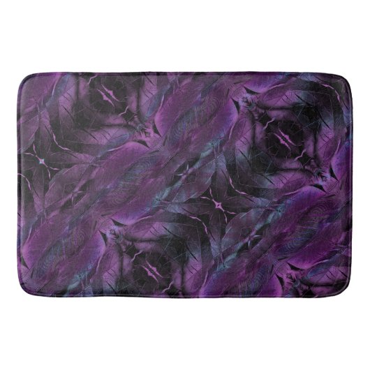 Violet Paarse blauwe vedertextuur abstract Badmat (Voorkant)