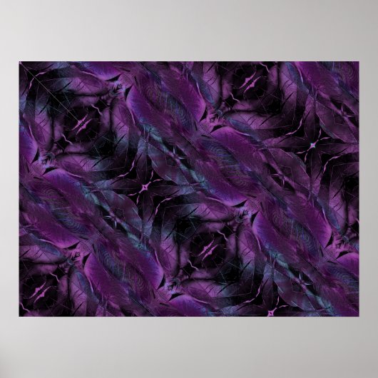 Violet Paarse blauwe vedertextuur abstract Poster (Voorkant)