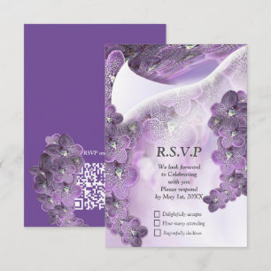 Violet Paarse bloeiende bloemen RSVP Kaartje