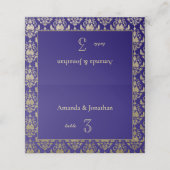 Violet Paarse en gouden Patroon Bruiloft Plaats Ka (Buitenkant ongevouwen)