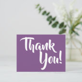 Violet Paarse en witte kalligrafie Bedankt Briefkaart (Staand voorkant)
