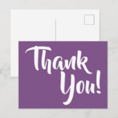 Violet Paarse en witte kalligrafie Bedankt Briefkaart (Voorkant / Achterkant)