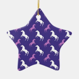 Violet Paarse en witte paarden; Paardensport Keramisch Ornament