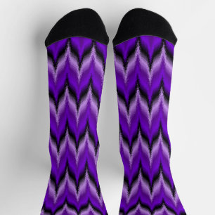 Violet Paarse en zwarte Zig Zag Unisex Sokken