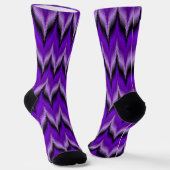 Violet Paarse en zwarte Zig Zag Unisex Sokken (Gebogen)