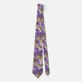 Violet Paarse Faux Gold Minerals Agate Pattern Stropdas (Voorkant)
