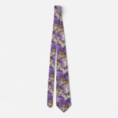Violet Paarse Faux Gold Minerals Agate Pattern Stropdas (Achterkant)