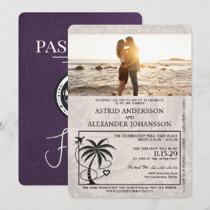 Violet Paarse Florida Passport Uitnodiging
