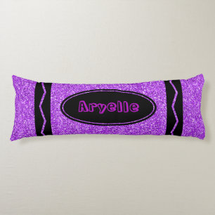 Violet Paarse Glitter Crayon Jouw naam Body Kussen