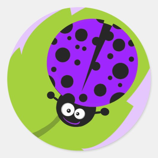 Violet Paarse Ladybug Ronde Sticker (Voorkant)