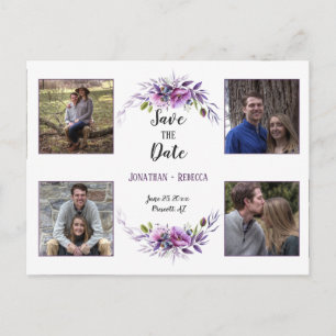 Violet Paarse lavender Floral foto Save the Date Aankondigingskaart