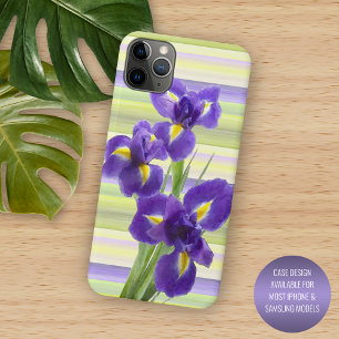 Violet Paarse Lila Irises Waterverf kunst schilder iPhone 11 Pro Max Hoesje