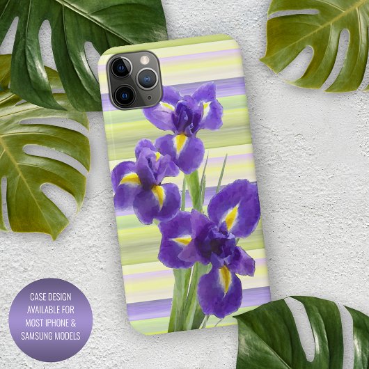 Violet Paarse Lila Irises Waterverf kunst schilder iPhone Hoesje
