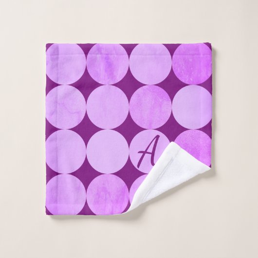 Violet, Paarse magenta & roze cirkels Monogram Bad Handdoek (Wasdoekje)