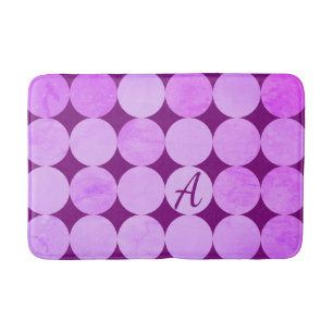 Violet, Paarse magenta & roze cirkels Monogram Badmat