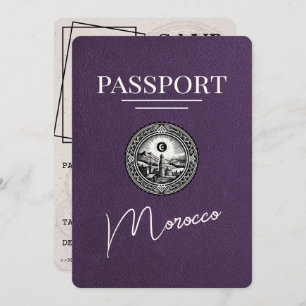 Violet Paarse Marokko Paspoort Bewaar de datum Save The Date