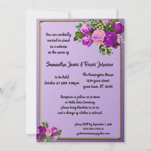 Violet Paarse Roos Gothic bruiloft Kaart