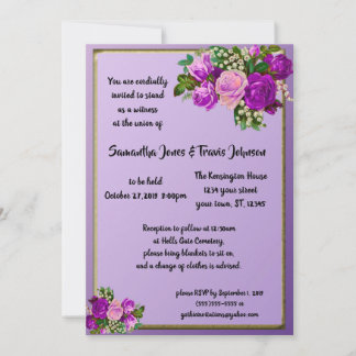 Violet Paarse  Roos Gothic bruiloft Kaart