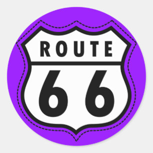 Violet Paarse Route 66 verkeersbord Ronde Sticker