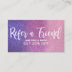 Violet Paarse Roze Drievoudige Glitter Ombre Typog Aanbevelingskaartje