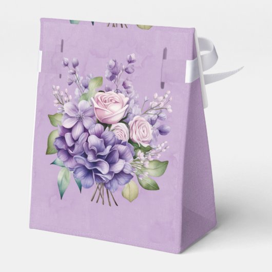 Violet Paarse Roze Waterverf Rozen Bruiloft Bedankdoosjes (Achterkant)