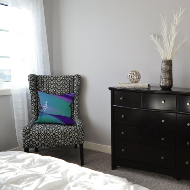 Violet paarse turquoise naam Sierkussen (Creator heeft geüpload)