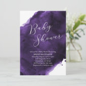 Violet Paarse Waterverf Baby shower Kaart (Staand voorkant)