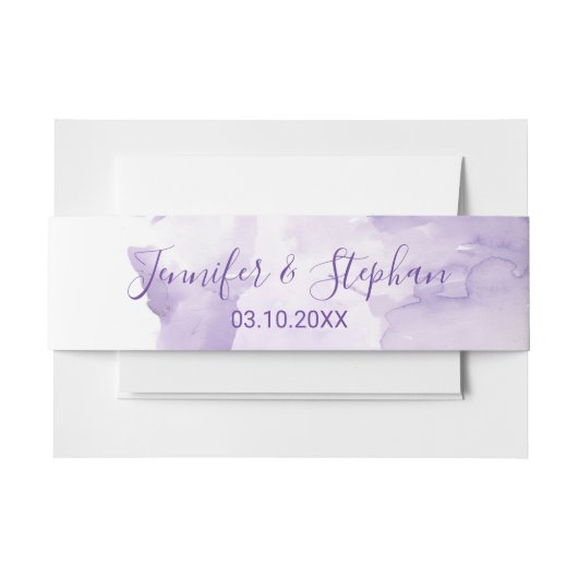 Violet Paarse Waterverf Splash Belly Band Uitnodigingen Wikkel (Voorkant Voorbeeld)