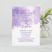 Violet Paarse Waterverf Splash Verloving Kaart (Staand voorkant)