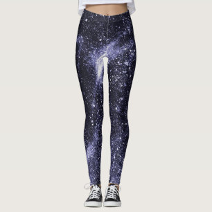Violet paarse zwarte abstracte melkweg leggings