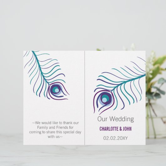 violet paon bi pli programme de mariage (Debout devant)