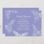Violet Papillon nuptiale douche invitation (Devant / Derrière)