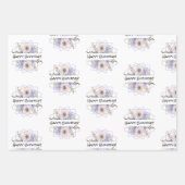 Violet & Pastel Rozen Papier Flat Sheet Set van 3 Inpakpapier Vel (Voorkant)