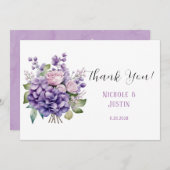 Violet Peony Et Mariage Rose Merci Cartes (Devant / Derrière)