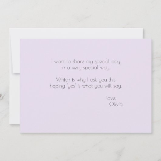 Violet Peony Flower zal m'n matron zijn. Kaart (Achterkant)