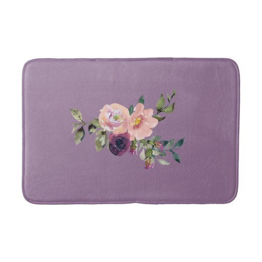 Violet Pink Lavender Rozen Floral Bath Mat (Voorkant)
