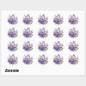 Violet pioen en Rozen bruiloft Ronde Sticker (Vel)