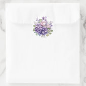 Violet pioen en Rozen bruiloft Ronde Sticker (Tas)